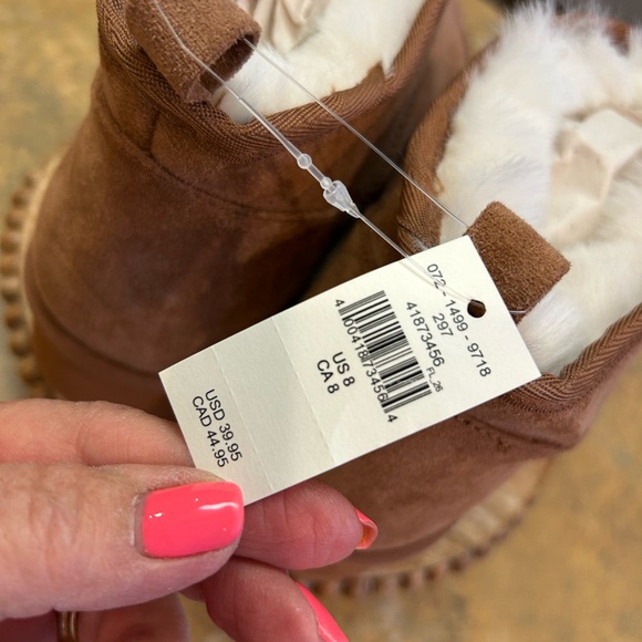 NWT Aerie Faux Suede Mini Platform Ankle Boots with Fur Lining - Picture 5 of 7